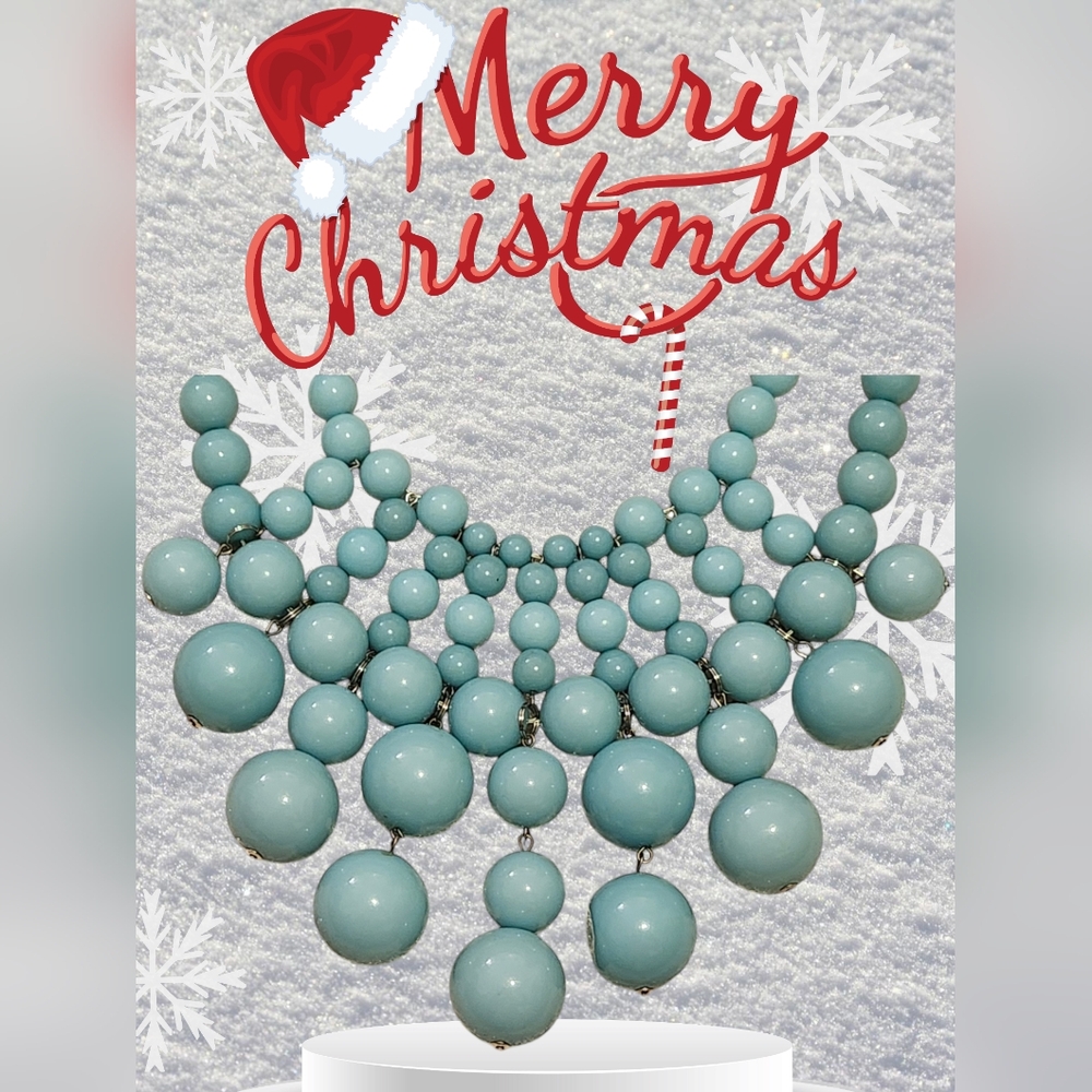 Vintage Turquoise Waterfall Statement Bubble Bib Silvertone Necklace - Picture 2 of 3